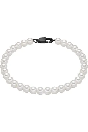 True Rebels Perlen-Armband aus Edelstahl in Schwarz mit Perle (synth.) Armbänder & Armreife 1 ct Herren (34.99 € / 1 ct)