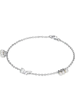 Lulu & Jane Perlen-Armband Schmetterling aus Sterling Silber in Silber mitSüßwasser-Zuchtperle Armbänder & Armreife 1 ct Damen (46.99 € / 1 ct)