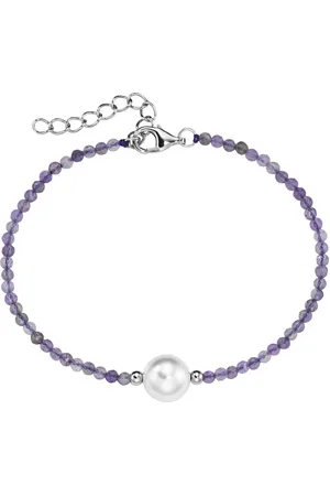 Smart Jewel Armband mit Edelstein-Kugeln + Muschelkern-Perle, Silber 925 Armbänder & Armreife 1 ct (38.99 € / 1 ct)