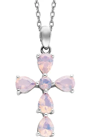 JULIE JULSEN Anhänger mit Kette 925/- Sterling Silber Zirkonia perlmutt Charms & Kettenanhänger 1 ct Damen (108.99 € / 1 ct)