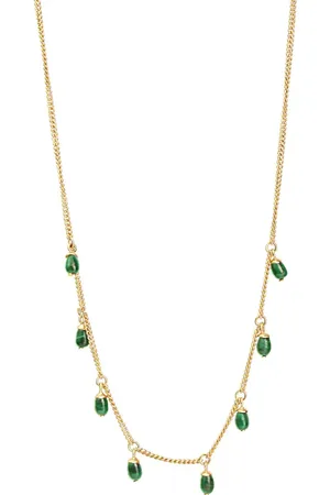CELESTA Anhänger mit Kette 925 Sterling Silber vergoldet Malachit 925/- Sterling Silber Malachit grün Charms & Kettenanhänger 1 ct Damen (79.99 € / 1 ct)