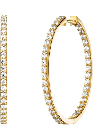 JULIE JULSEN Klappcreolen 925/- Sterling Silber Zirkonia weiß Creolen 1 ct Damen (138.99 € / 1 ct)