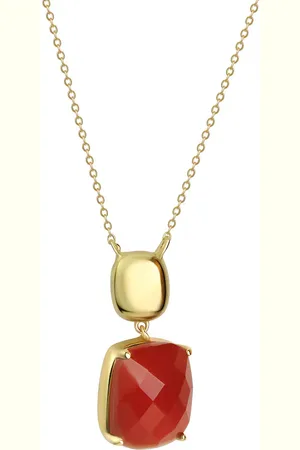 CELESTA Anhänger mit Kette 925 Sterling Silber vergoldet Chalcedon 925/- Sterling Silber Chalcedon rot Charms & Kettenanhänger 1 ct Damen (89.99 € / 1 ct)