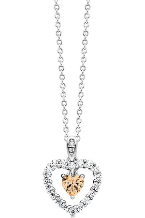 JULIE JULSEN Anhänger mit Kette 925/- Sterling Silber Zirkonia weiß Charms & Kettenanhänger 1 ct Damen (118.99 € / 1 ct)