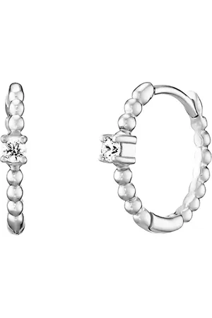JULIE JULSEN Klappcreolen 925/- Sterling Silber Zirkonia weiß Creolen 1 ct Damen (74.99 € / 1 ct)