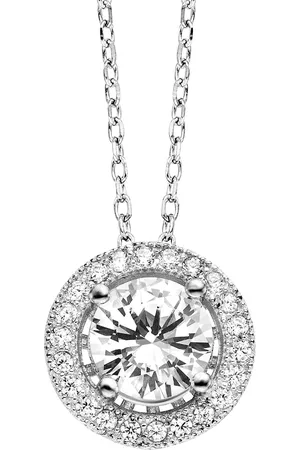 JULIE JULSEN Anhänger mit Kette 925/- Sterling Silber Zirkonia weiß Charms & Kettenanhänger 1 ct Damen (128.99 € / 1 ct)