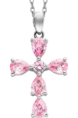JULIE JULSEN Anhänger mit Kette 925/- Sterling Silber Zirkonia rosa Charms & Kettenanhänger 1 ct Damen (108.99 € / 1 ct)