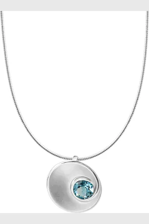 CELESTA Halskette 925 Silber mattiert mit echtem Blautopas 925/- Sterling Silber Blautopas beh. blau Ketten 1 ct Damen (99.99 € / 1 ct)