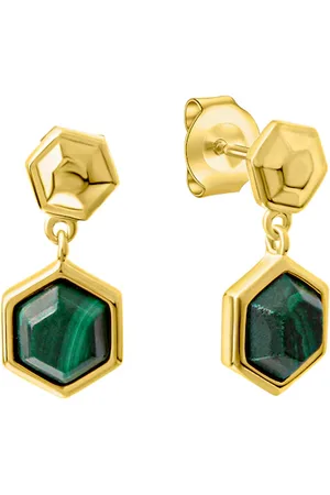 CELESTA Ohrstecker 925/- Sterling Silber Malachit grün Creolen 1 ct Damen (59.99 € / 1 ct)