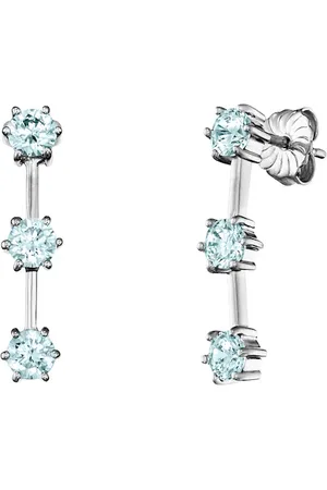 JULIE JULSEN Ohrstecker 925/- Sterling Silber Zirkonia hellblau Ohrringe 1 ct Damen (97.99 € / 1 ct)