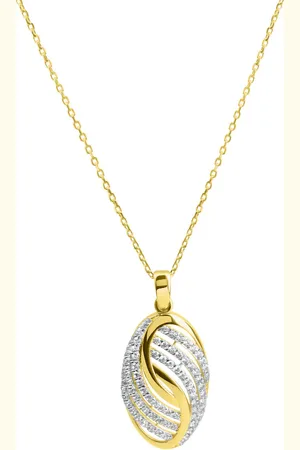 ELLEN K. Anhänger mit Kette 585/- Gold Zirkonia weiß Charms & Kettenanhänger 1 ct Damen (488.99 € / 1 ct)