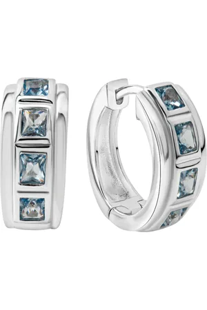 CELESTA Ohrring 925 Silber Blautopas 925/- Sterling Silber Blautopas beh. blau Creolen 1 ct Damen (89.99 € / 1 ct)