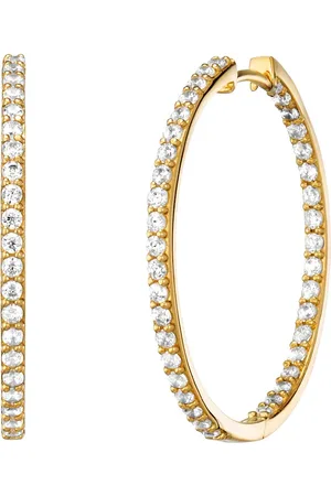 JULIE JULSEN Klappcreolen 925/- Sterling Silber Zirkonia weiß Creolen 1 ct Damen (158.99 € / 1 ct)