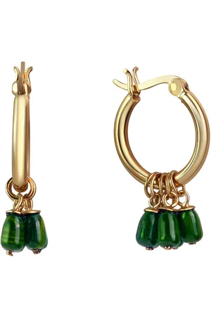 CELESTA Creolen mit Einhänger 925/- Sterling Silber Malachit grün 1 ct Damen (79.99 € / 1 ct)