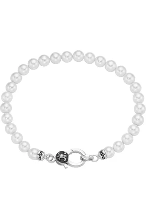 Giorgio Martello Armband mit weißen Muschelkern-Perlen, Silber 925 Armbänder & Armreife 1 ct Herren (58.99 € / 1 ct)