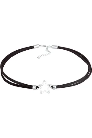 Elli Trend Choker Stern Anhänger Imitat Leder 925 Silber Ketten 1 ct Damen (59.49 € / 1 ct)