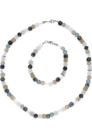 Smart Jewel Schmuckset Schmuck mit Kristallsteinen in Naturtönen, Messing Ketten 1 ct (33.14 € / 1 ct)