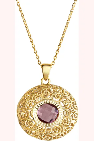 ELLEN K. Halskette 333/- Gold Amethyst lila Charms & Kettenanhänger 1 ct Damen (418.99 € / 1 ct)