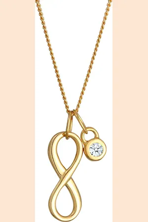 Elli DIAMONDS Infinity Solitär Diamant (0.03 ct.) 585 Gelbgold Ketten 1 ct Damen (399.99 € / 1 ct)