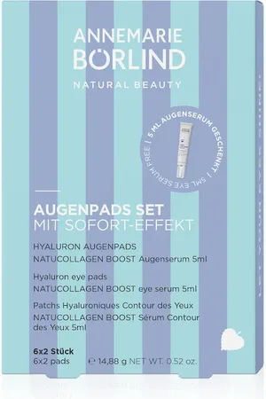 ANNEMARIE BÖRLIND Natural Beauty EYE PADS SET LIMITED EDITION HYALURON AUGENPADS 6 x 2 Stück + Geschenk NATUCOLLAGEN BOOST Augenserum 5 ml Augen- & Lippenmasken 1 ct (18.79 € / 1 ct)