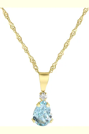 ELLEN K. Halskette 375/- Gold Blautopas beh. blau Charms & Kettenanhänger 1 ct Damen (158.99 € / 1 ct)