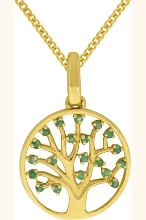 ELLEN K. Halskette 375/- Gold Smaragd grün Charms & Kettenanhänger 1 ct Damen (358.99 € / 1 ct)