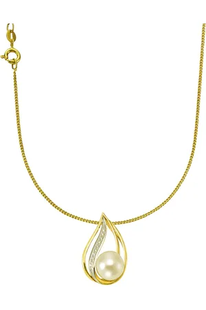 Orolino Halskette 585/- Gold Süßwasserzuchtperle weiß 0,04ct Charms & Kettenanhänger 1 ct Damen (1018.99 € / 1 ct)