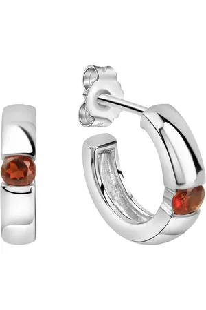 Jamelli Ohrringe 925/- Sterling Silber Granat rot Creolen 1 ct Damen (69.89 € / 1 ct)