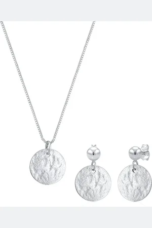 Elli Plättchen Organic Kette Ohrhänger 925 Silber Schmuck-Set 1 ct Damen (67.99 € / 1 ct)