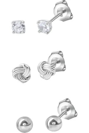 CELESTA Ohrstecker Set 925 Sterling Silber rhodiniert Zirkonia 925/- Sterling Silber Zirkonia weiß Ohrringe 1 ct Damen (59.99 € / 1 ct)