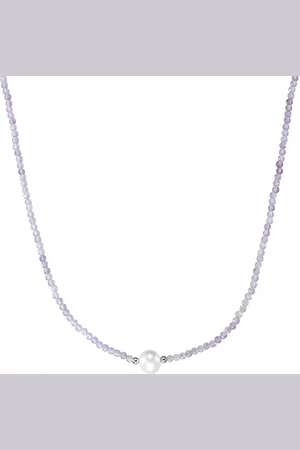 Smart Jewel Collier mit Stein-Kugeln + Muschelkern-Perle, Silber 925 Ketten 1 ct (50.14 € / 1 ct)