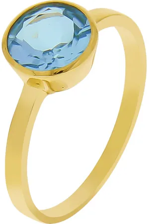 ELLEN K. Ring 375/- Gold Blautopas beh. blau Ringe 1 ct Damen (318.99 € / 1 ct)