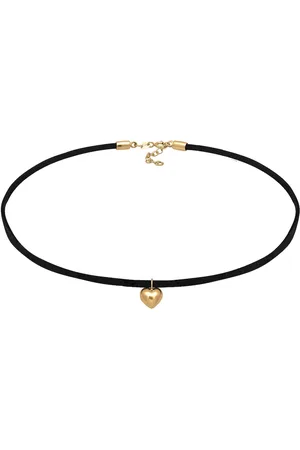Elli Lederkette Velour Optik Herz Anhänger 925 silber Ketten 1 ct Damen (39.99 € / 1 ct)