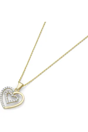 Luigi Merano Kette Anhänger 2 Herzen mit Zirkonia, bicolor, Gold 375 Ketten 1 ct Damen (313.64 € / 1 ct)