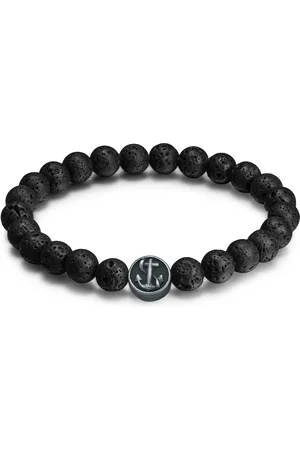 True Rebels Armband Anker Edelstahl Lava-Stein schwarz Armbänder & Armreife 1 ct Herren (26.99 € / 1 ct)