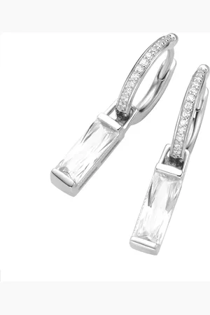 Giorgio Martello Klappcreolen mit Behang, Zirkonia weiß und schwarz, Silber 925 Creolen 1 ct Damen (88.99 € / 1 ct)