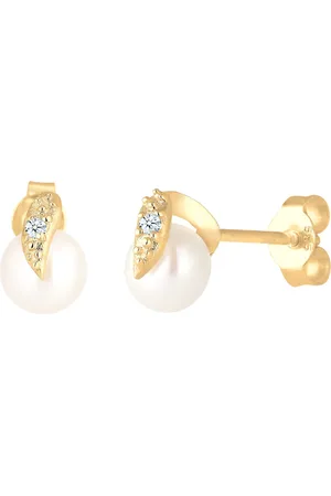 Elli DIAMONDS Diamant (0,015ct.) Süßwasserperle 585 Gelbgold Ohrringe 1 ct Damen (249.99 € / 1 ct)