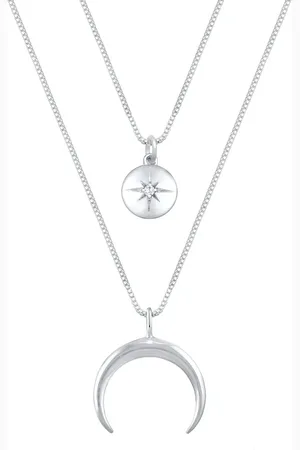 Elli Layer Halbmond Stern Plättchen Zirkonia 925 Silber Ketten 1 ct Damen (63.99 € / 1 ct)