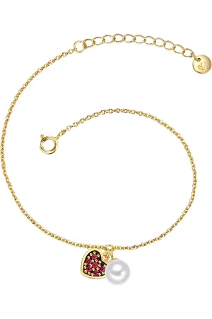 Glanzstücke Armband Herz aus Sterling Silber in Gelbgold mit Zirkonia und Süßwasser-Zuchtperle Armbänder & Armreife 1 ct Damen (36.99 € / 1 ct)