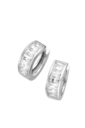 Giorgio Martello Klappcreolen mit weißen Zirkonia, Silber 925 Creolen 1 ct Damen (78.99 € / 1 ct)