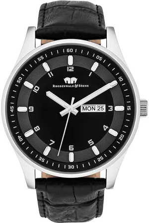 Rhodenwald & Söhne Quarzuhr Couragian in Silber Echtleder in Schwarz Herrenuhren 1 ct Herren (97.99 € / 1 ct)