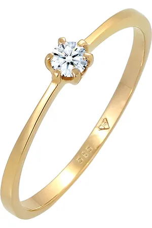 Elli DIAMONDS Solitär Verlobung Diamant 0.11 ct. 585 Gelbgold Ringe Damen (499.99 € / 1 ct)