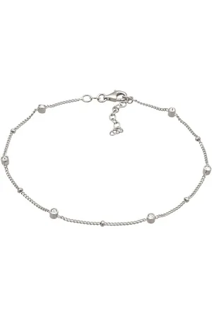 Elli Fußkette Glas Kristalle Weiß 925 Sterling Silber Fußketten 1 ct Damen (49.99 € / 1 ct)