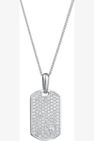 Kuzzoi Dog-Tag Zirkonia Weiß 925 Sterling Silber Ketten 1 ct Herren (109.99 € / 1 ct)