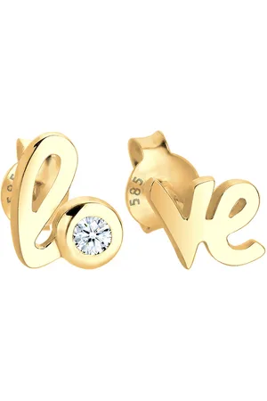 Elli DIAMONDS Love Wordings Liebe Diamant 0.03 ct. 585 Gelbgold Ohrringe 1 ct Damen (299.99 € / 1 ct)