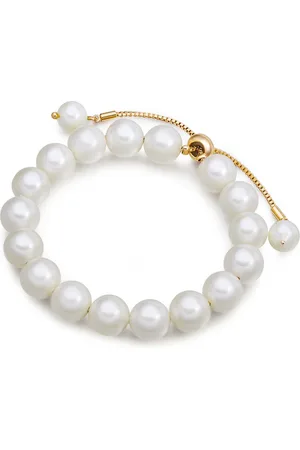 Lulu & Jane Perlen-Armband Messing Muschelkernperle in Gelbgold Armbänder & Armreife 1 ct Damen (57.99 € / 1 ct)