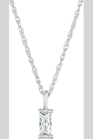Elli Halskette Gedreht Solitär Zirkonia Rechteck 925 Silber Ketten 1 ct Damen (42.49 € / 1 ct)