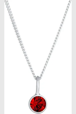 Elli Halskette Solitär Rund Kristall Rot 925 Silber Ketten 1 ct Damen (29.74 € / 1 ct)