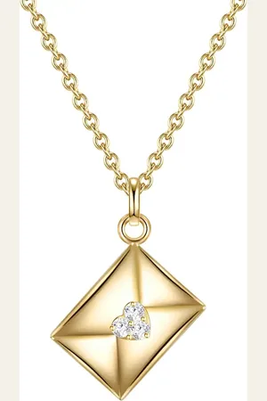 Glanzstücke Halskette Kuvert Sterling Silber Zirkonia in Gelbgold Ketten 1 ct Damen (44.99 € / 1 ct)
