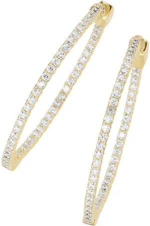 Giorgio Martello Klappcreolen mit Zirkonia Steinen, gelb vergoldet, Silber 925 Creolen 1 ct Damen (178.99 € / 1 ct)